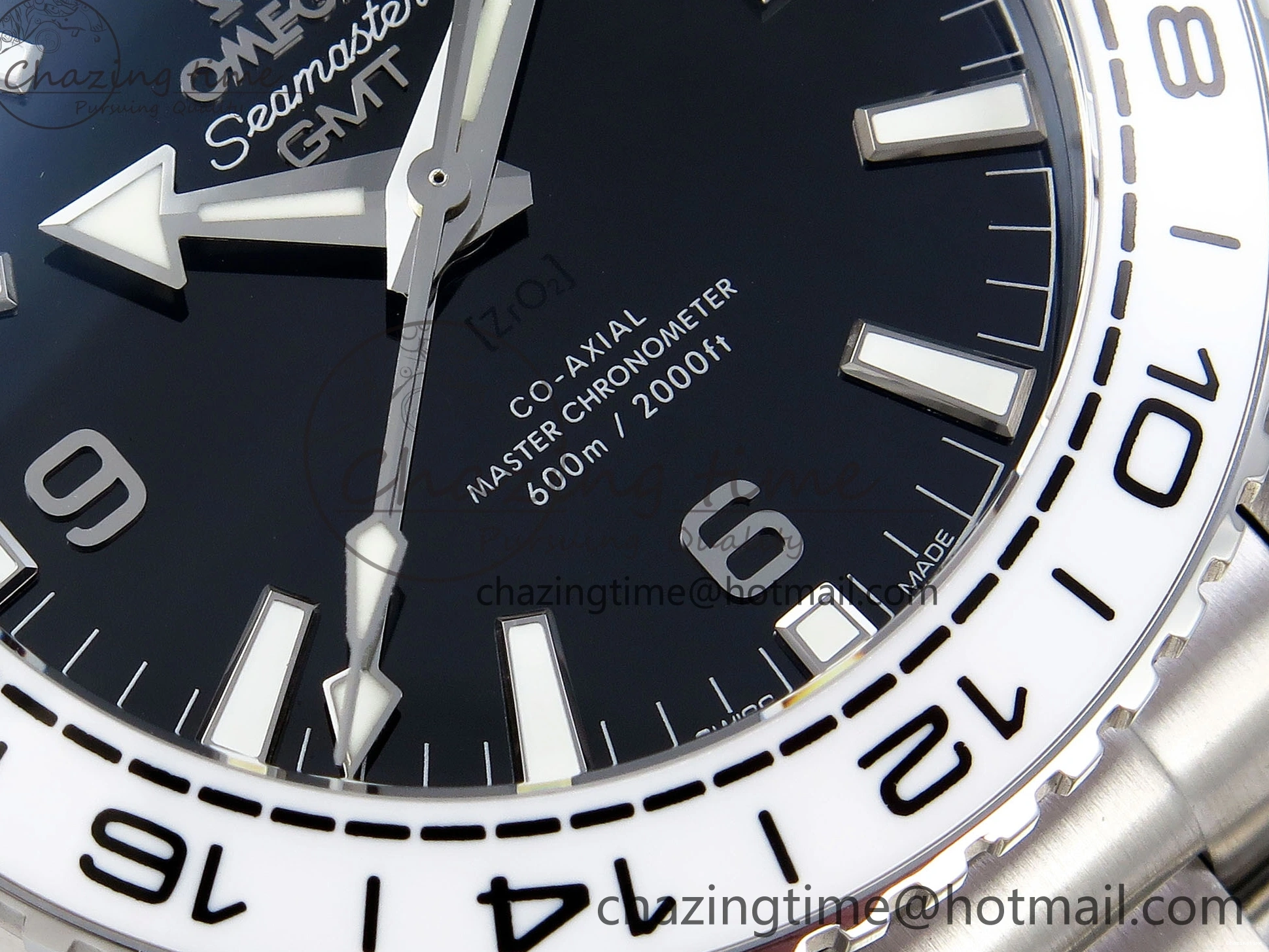 0105 Planet Ocean 600M ‘Tai Chi’ GMT 43.5mm VSF 1:1 Best Edition Black White Ceramic Bezel and Dial on SS Bracelet A8906 Super Clone Durable 7732